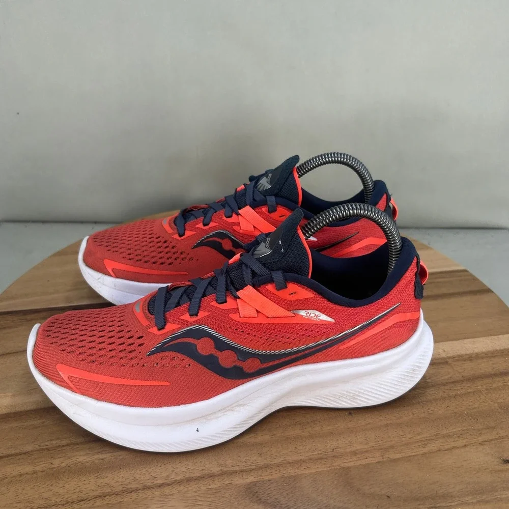 Saucony Ride 15 Womens Running Shoes Red Navy Blue S10729-16 Size 7.5 Cushioned